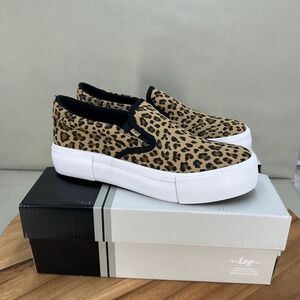 Lugz Sammy Platform Leopard Print Slip On Sneakers Tan Black White Womens Size 7